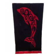 Drap de Plage 100x180 Duaphin Noir/Rouge
