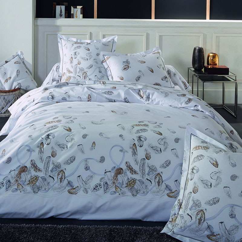 Parure Housse de Couette Percale Plumes