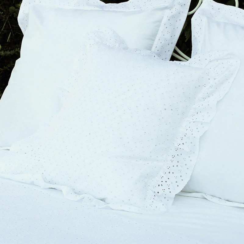 Taie d'oreiller Broderie Anglaise Pleine Toile Taie d'oreiller Broderie Anglaise Pleine Toile