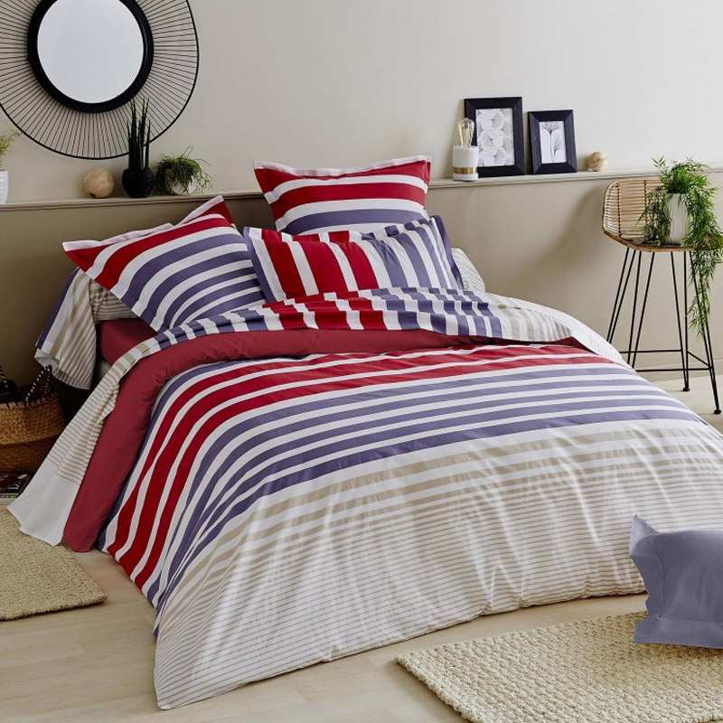 Parure Housse de Couette Percale Stripe Pacific