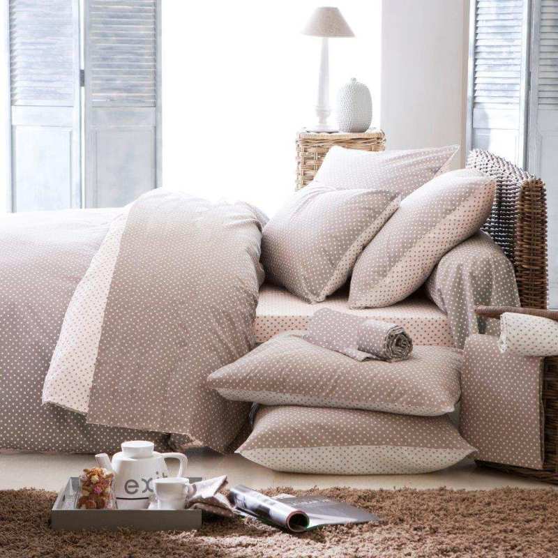 Housse de Couette Actuel Ficelle/Gris 240x260 + 2 taies 65x65 Housse de Couette Actuel Ficelle/Gris 240x260 + 2 taies 65x65