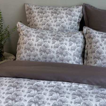 Lot de 2 taies GINKGO Anthracite