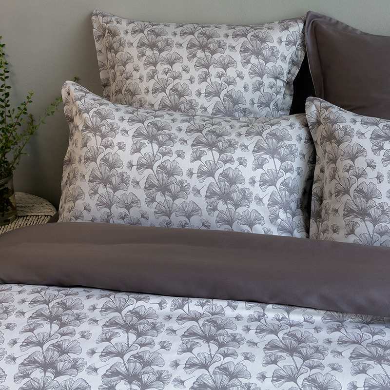 Lot de 2 taies GINKGO Anthracite Lot de 2 taies GINKGO Anthracite