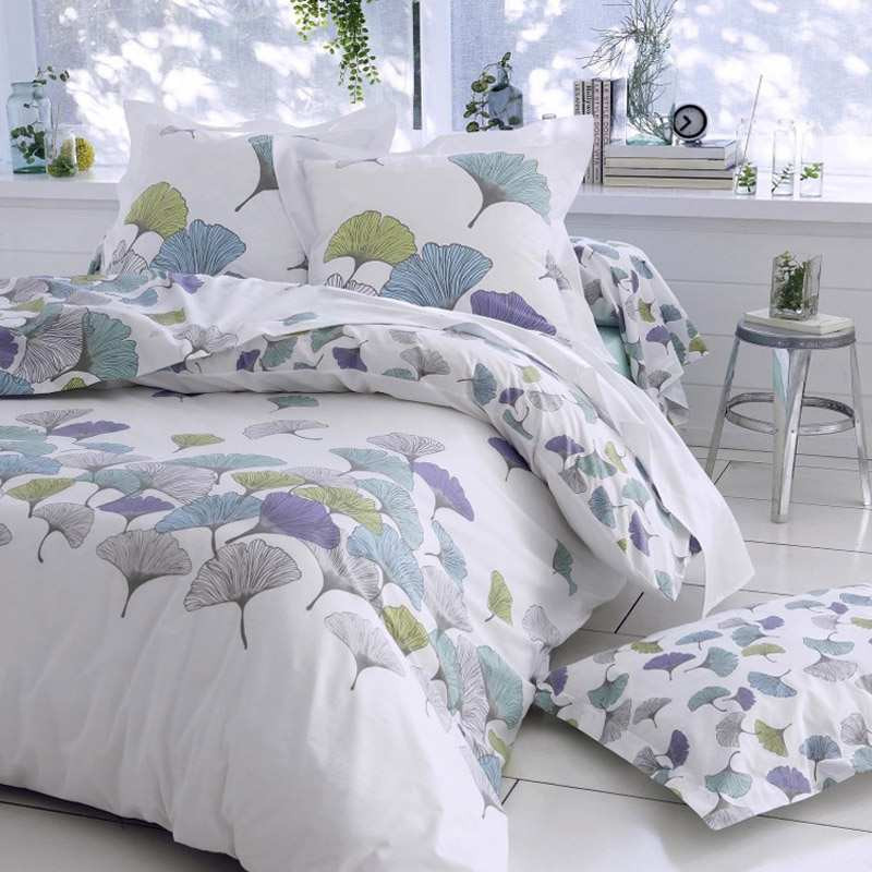 Couette imprimée 220x240 Ginkgo blanc Blanc - Cdiscount Maison