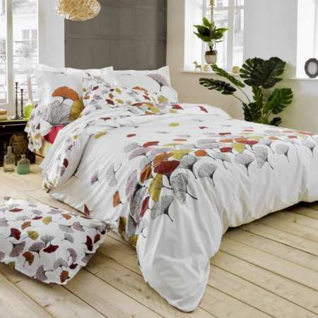 Achat Housse de couette imprimée en percale de coton BIO, AQUARELLE -  200x200 - Terracotta en gros