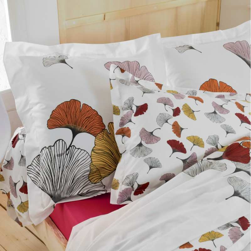 Housse De Couette 260x240 Cm Percale Pur Coton Ginkgo Rose - Housse de  couette - Parure de lit BUT