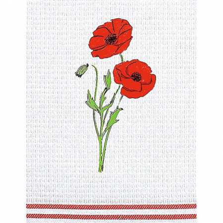 Torchon Nid d'Abeille 50 x 70 cm Coquelicot