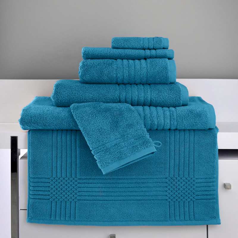 Lot de 2 gants de toilette en coton 500 gr/m2 LAGUNE bleu canard, par  Soleil d'ocre