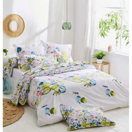 Parure de lit 140x200 cm percale de coton GUSTAV vert Emeraude