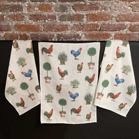 Lot de 3 Torchons 50 x 70 cm Coqs