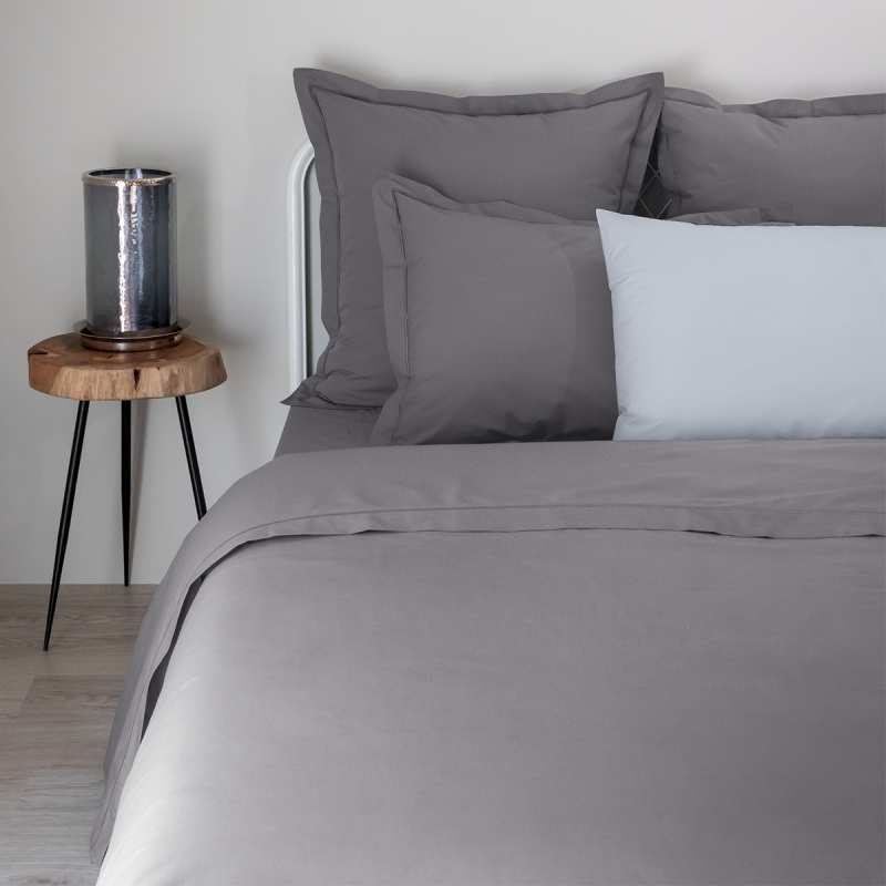 Drap housse 140x190 +30 cm Percale de Coton Gris