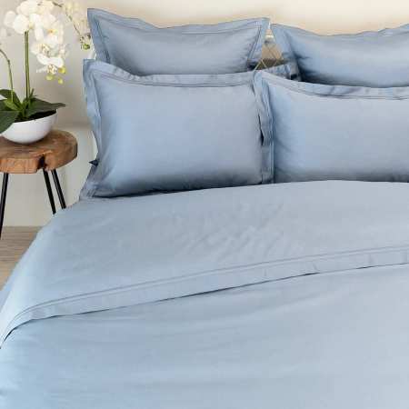 Housse De Couette 280x240 Cm Satin De Coton Enzo Bleu