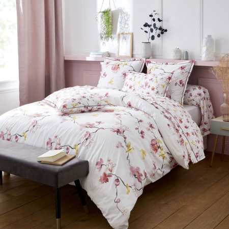 Housse de couette FLANELLE UNIE 260x240 rose poudré en coton