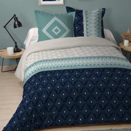 HECKETTLANE BOAS HOUSSE DE COUETTE EN FLANELLE VERT SAPIN