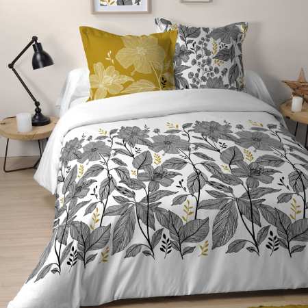 Housse De Couette 300x240 Cm Percale Coton Bel Amour Jaune à Prix