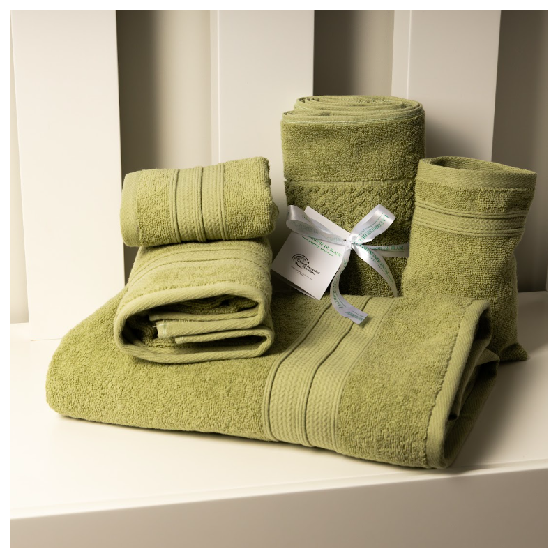 Gant de toilette coton recyclé, Vert olive