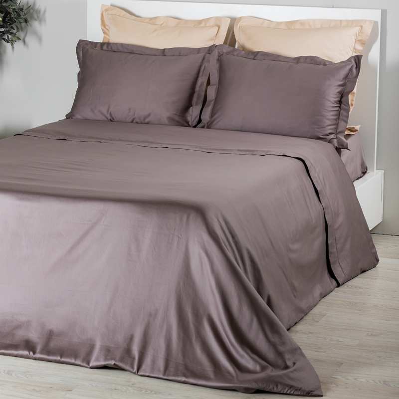 Drap housse 160x200 cm +30 cm Satin de Coton Bronze - Cdiscount Maison