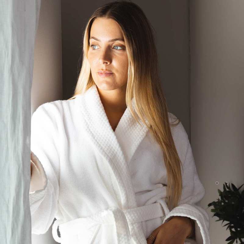 Peignoir De Bain Unisexe En Flanelle éponge – Avec Ceinture Et Poches – Pour Homme/femme – Confortable, Doux – Hôtel/spa