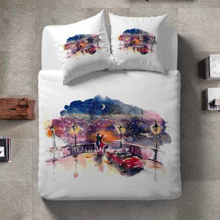 Taie de traversin Bel Amour - Blanc - 86 x 140 cm - Percale de