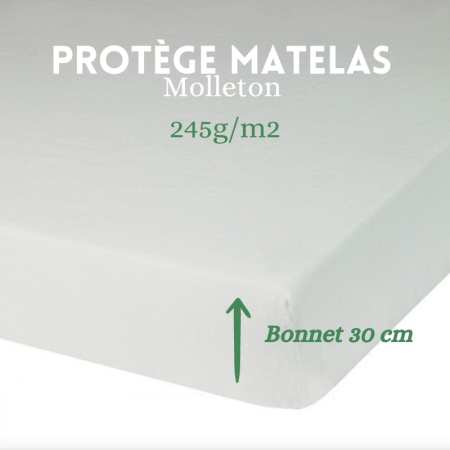 Protège matelas 100x200 cm ACHUA - Molleton 100% coton 400 g/m2