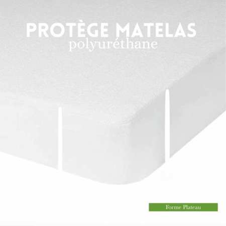 Protège Matelas Imperméable Forme Plateau Bouclette Éponge 160g/m2 & Polyuréthane 