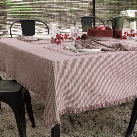 Nappe frangée VIC 100% coton teint lavé - 215g/m2