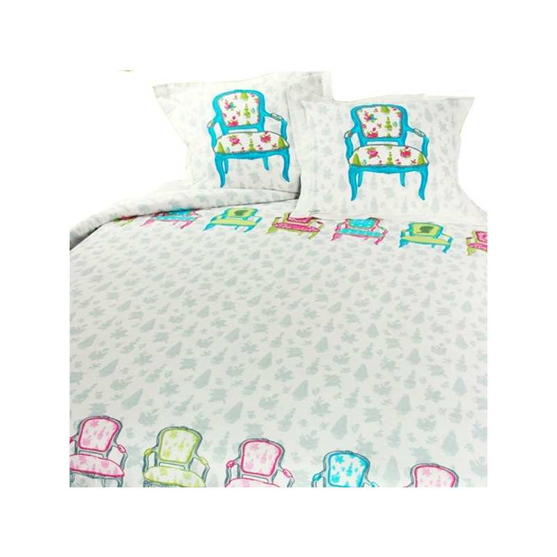 Housse de Couette Versailles Turquoise 220x240 + 2 Taies 65x65