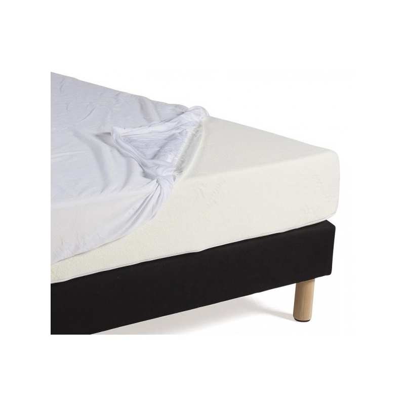 Protège matelas imperméable molleton 100% coton PU, forme drap