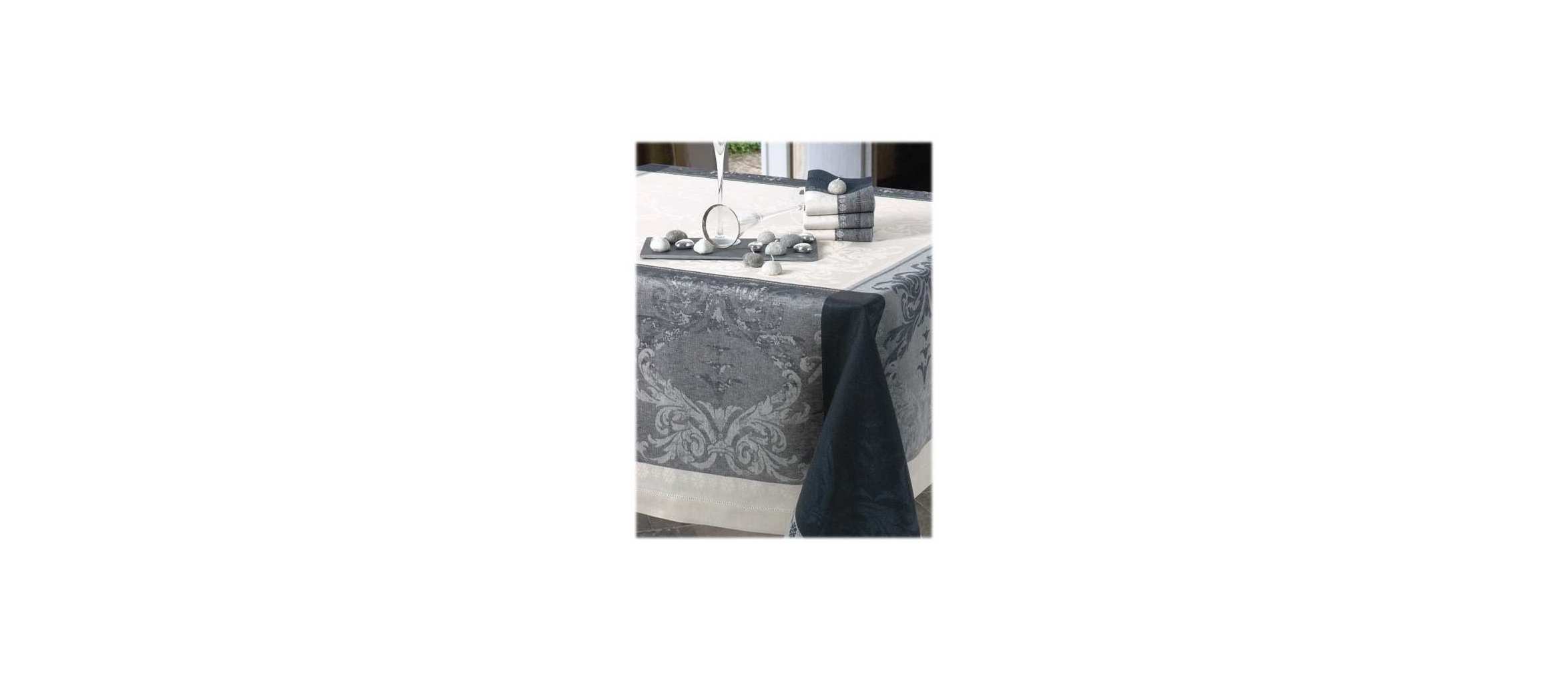 Nappe Verdi/Ardoise 100% Lin - Vent du Sud - Nappe Verdi/Ardoise 100% Lin - Vent du Sud -